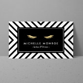 Carte De Visite Eyelashes dorés avec Motif noir et blanc mod