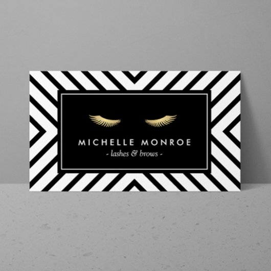 Carte De Visite Eyelashes dorés avec Motif noir et blanc mod