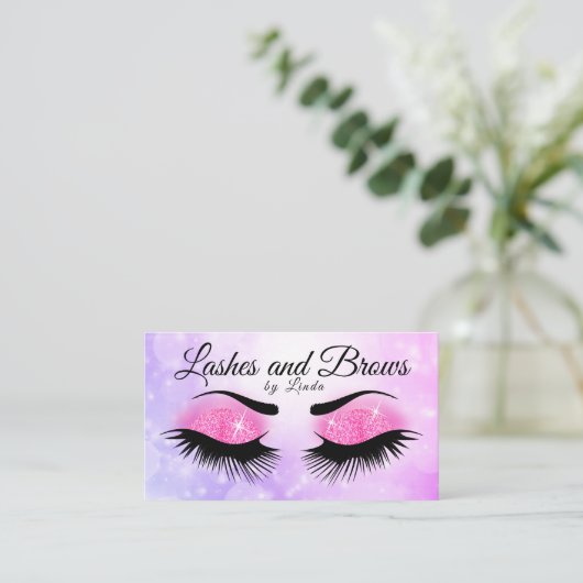Carte De Visite Eyelashes et bouillons - Parties scintillant viole (Debout devant)