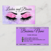 Carte De Visite Eyelashes et bouillons - Parties scintillant viole (Devant / Derrière)