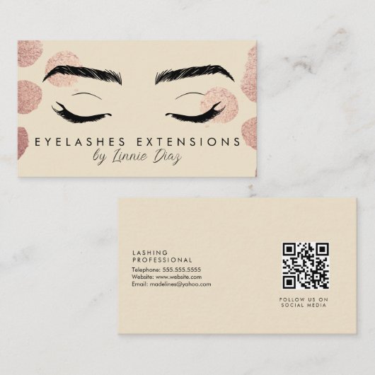 Carte De Visite Eyelashes Extensions Salon Beauté ivoire rose (Devant / Derrière)
