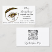 Carte De Visite Eyelashes maquillage Microlame Logo QrCode Gold He (Devant / Derrière)