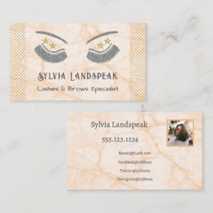 Carte De Visite Eyelashes Parties scintillant or et argent & photo