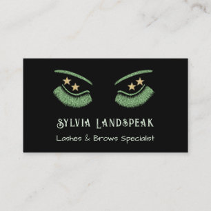 Carte De Visite Eyelashes Parties scintillant verte pour Lash Tech