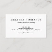 Carte De Visite Eyelashes Professionnel Artiste maquillage Black D (Dos)