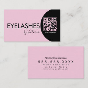 Carte De Visite  Eyelashes Salon Beauté Eyelashes QR CODE Rose