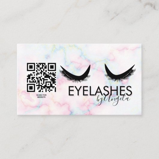 Carte De Visite Eyelashes Salon Beauté Marbre Eyelashes QR CODE (Devant)