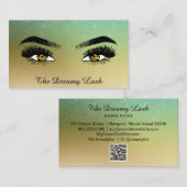 Carte De Visite *~* Eyes Parties scintillant or Lashes QR Brows Ex (Devant / Derrière)