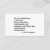 Carte De Visite F Scott Fitzgerald Quote (Devant)