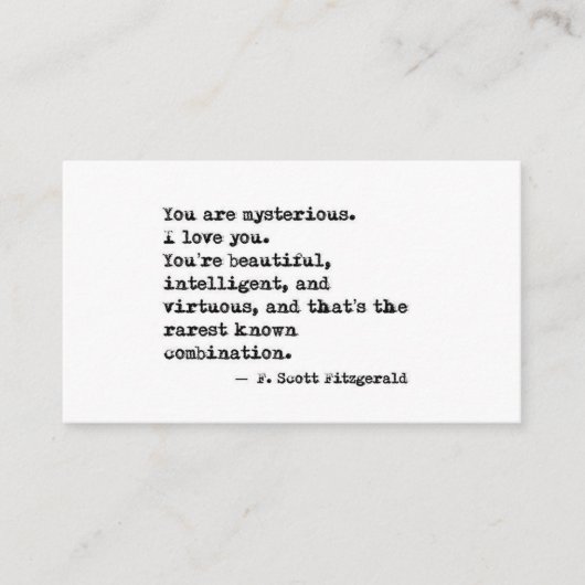 Carte De Visite F Scott Fitzgerald Quote (Devant)