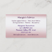 Carte de visite Fabric Store (Dos)
