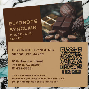 Carte De Visite Fabricant de Chocolat Caramel Brun Demi Photo QR S