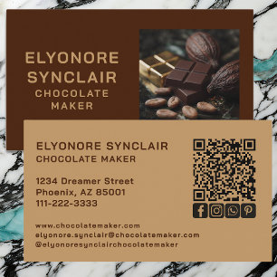 Carte De Visite Fabricant de Chocolat Simple Marron Cacao Photo So