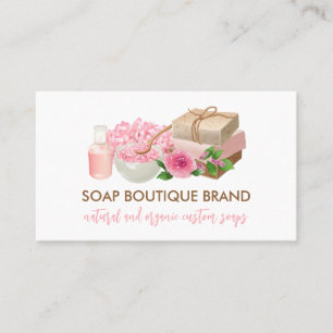 Carte De Visite Fabricant de savon artisanal à l'illustration rose