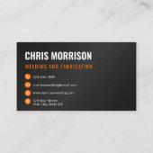 Carte De Visite Fabricant de soudage moderne noir et orange (Dos)