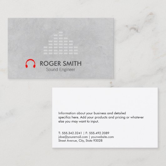 Carte De Visite Fabricant d'écouteurs Sound Engineer (Devant / Derrière)