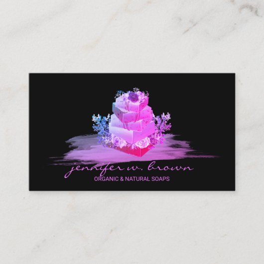 Carte De Visite Fabrication de savon floral noir violet (Devant)