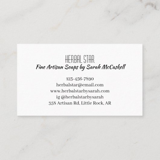 Carte De Visite Fabriquant de savon Artisan de fines herbes (Dos)