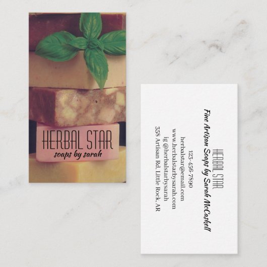 Carte De Visite Fabriquant de savon Artisan de fines herbes (Devant / Derrière)