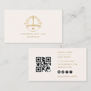 Carte De Visite Fabriqué à la main avec amour boulangerie rose or