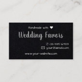 Carte De Visite Fabriqué à la main avec amour Coeurs d'argent noir (Dos)