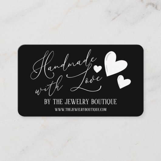 Carte De Visite Fabriqué à la main avec coeur d'amour Script Etsy (Devant)