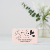 Carte De Visite Fabriqué à la main avec coeur d'amour Script Etsy (Debout devant)