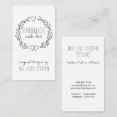 Carte De Visite Fabriqué à la main avec Love Doodle Wreath Vertica (Devant / Derrière)