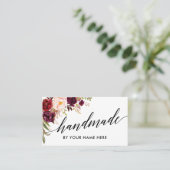 Carte De Visite Fabriqué à la main floral de Bourgogne d'aquarelle (Debout devant)