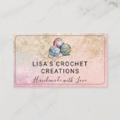 Carte De Visite Fabriqué à la main rose avec amour Crochet Boules (Devant)