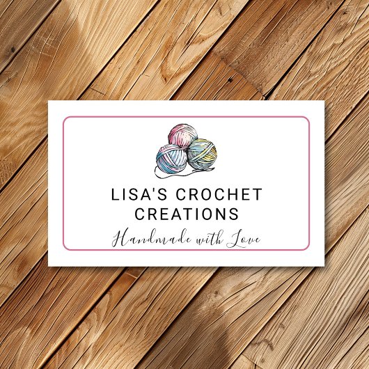 Carte De Visite Fabriqué à la main rose avec amour Crochet Boules 