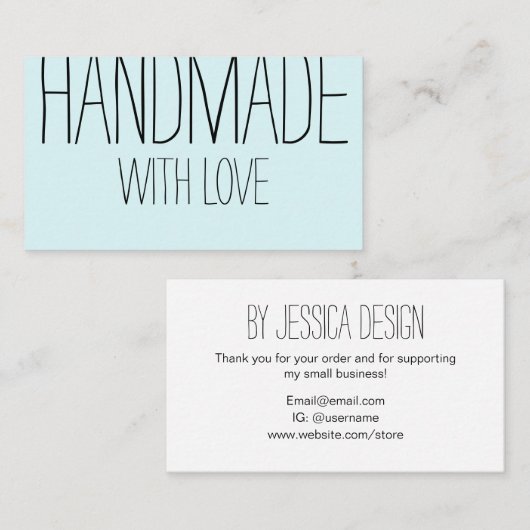 Carte De Visite Fabriqué à la main, simple écrit à la main (Devant / Derrière)