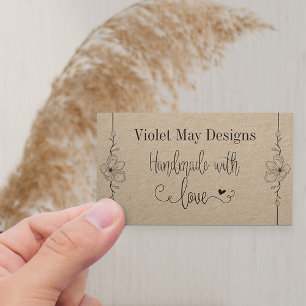 Carte De Visite Fabriqué avec Amour Kraft Féminin