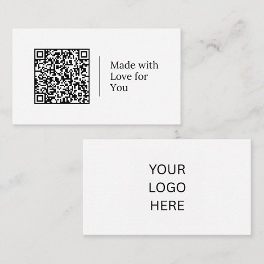 Carte De Visite Fabriqué avec amour pour vous | Logo de code QR pe (Devant / Derrière)
