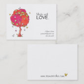 Carte De Visite Fabriqué avec l'amour Quilé Pink Patch Tree Oiseau (Devant / Derrière)