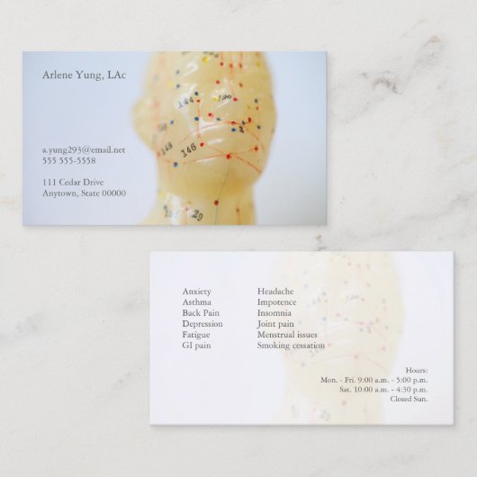 Carte De Visite Face d'acupuncture (Devant / Derrière)