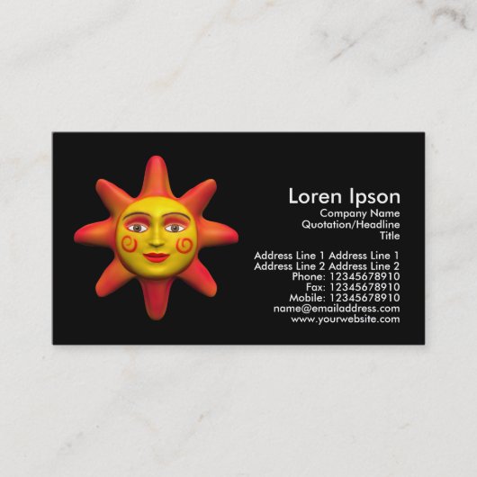 Carte De Visite Face Soleil - Noir (Devant)