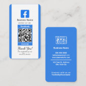 Carte de visite Facebook bleu avec code QR (Devant / Derrière)
