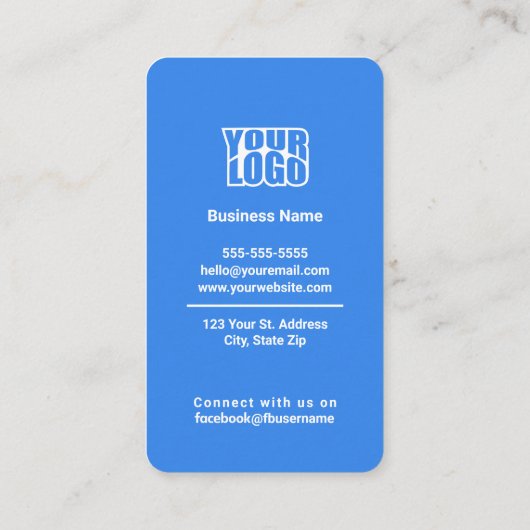 Carte de visite Facebook bleu avec code QR (Dos)