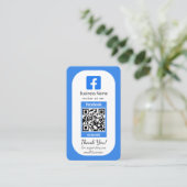 Carte de visite Facebook bleu avec code QR (Debout devant)