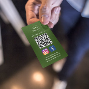 Carte De Visite Facebook Instagram Social Media QR Code Vert