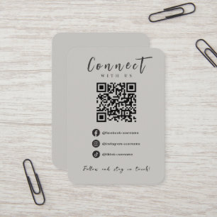 Carte De Visite Facebook Instagram Tiktok Modern Soft Grey QR Code