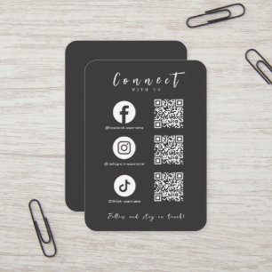 Carte De Visite Facebook Instagram Tiktok QR Code Soft Black