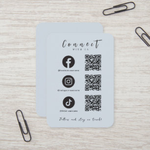 Carte De Visite Facebook Instagram Tiktok QR Code Soft Navy