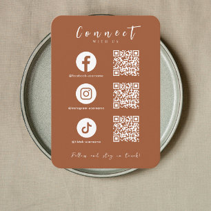 Carte De Visite Facebook Instagram Tiktok QR Code Terracotta