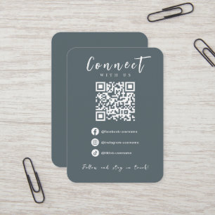 Carte De Visite Facebook Instagram Tiktok Stylish Navy QR Code