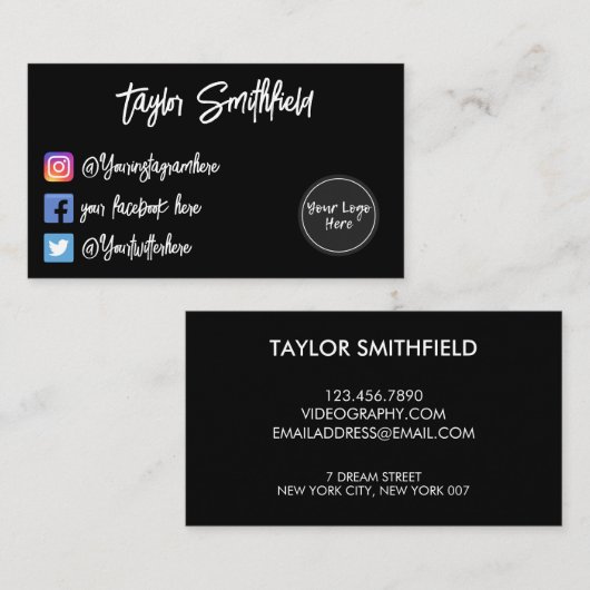 Carte de visite Facebook Instagram Twitter (Devant / Derrière)