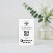 Carte De Visite Facebook QR | Custom Business Review Feedback Link (Debout devant)