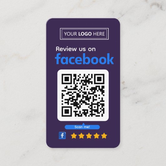 Carte De Visite Facebook Review Request Business Card Deep Plum (Devant)