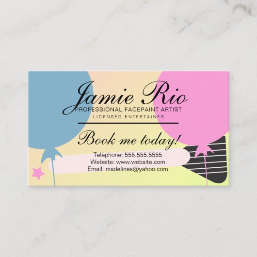Carte De Visite Facepainter Facepainter Corps Artiste Brush Balloo (Devant)